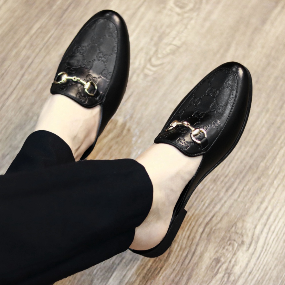 Sục da nam. giày lười da nam hở gót phong cách hàng quốc mã L210