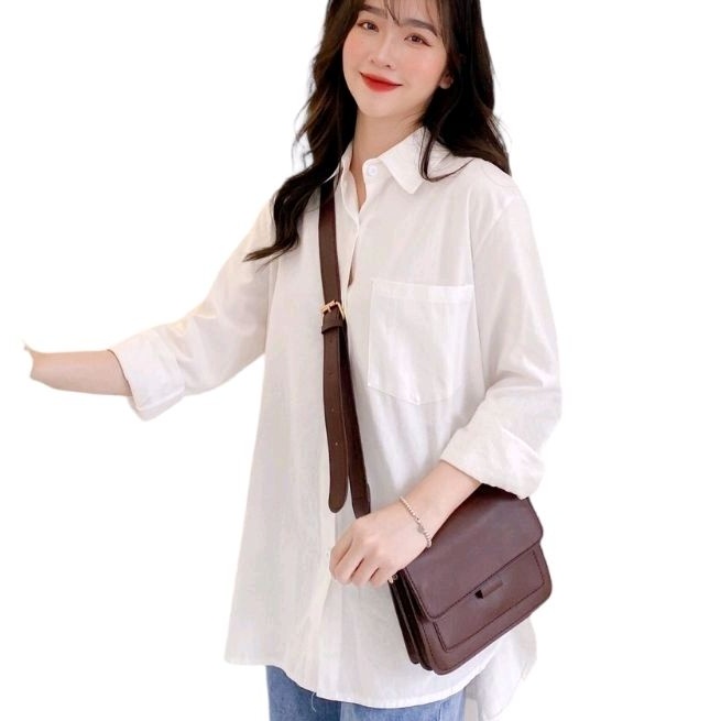 Áo sơ mi quốc dân form rộng dài tay chất liệu thô mềm Nineteen Shop