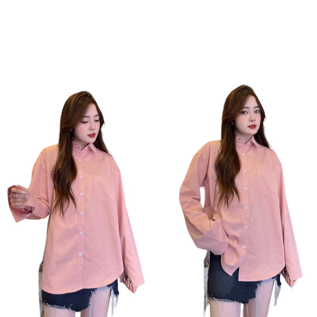 Áo sơ mi oversize dáng rộng thiết kế 1 túi bên chất liệu siêu đẹp thoáng mát dễ mix match Friday