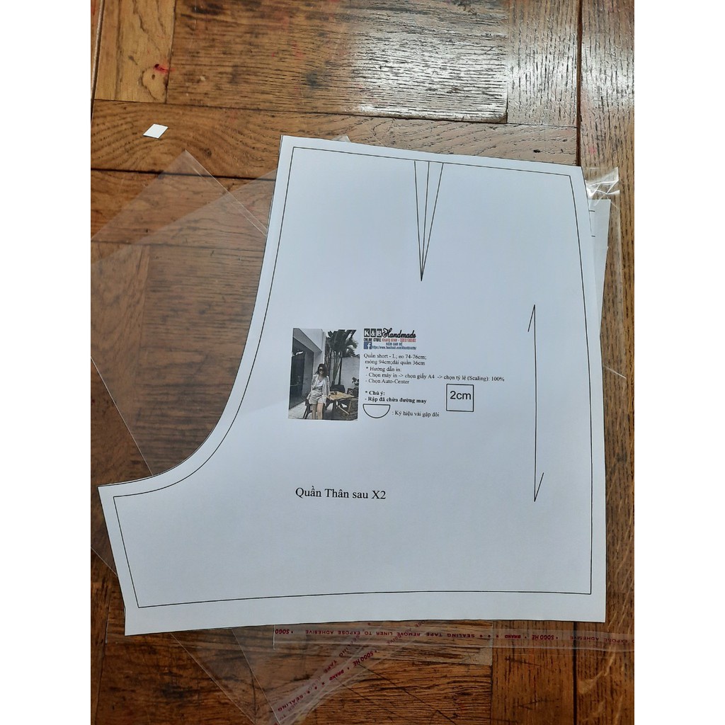 Rập giấy may quần short mã 926