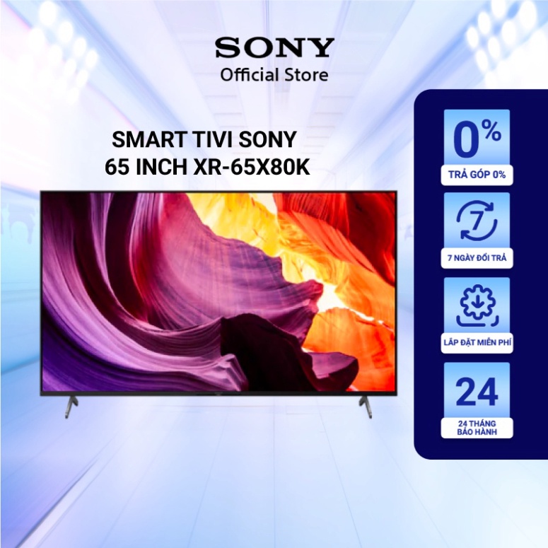 lắp đặt tại nhà Google Tivi Sony 4K 65 inch KD-65X80K - Mới 2022 - Miễn Phí Lắp Đặt (máy bảo hành tại hãng)