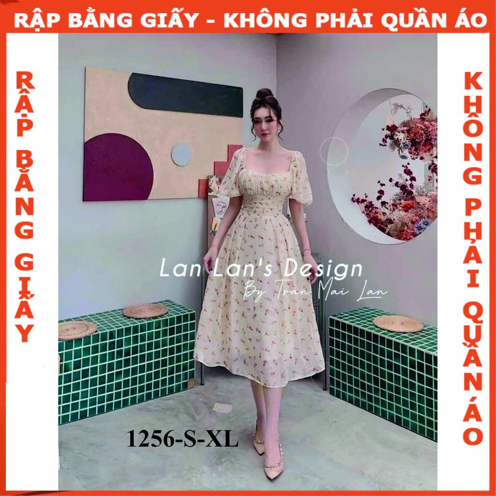 Rập giấy đầm tay phồng cổ vuông mã 1256 (BẢN VẼ)