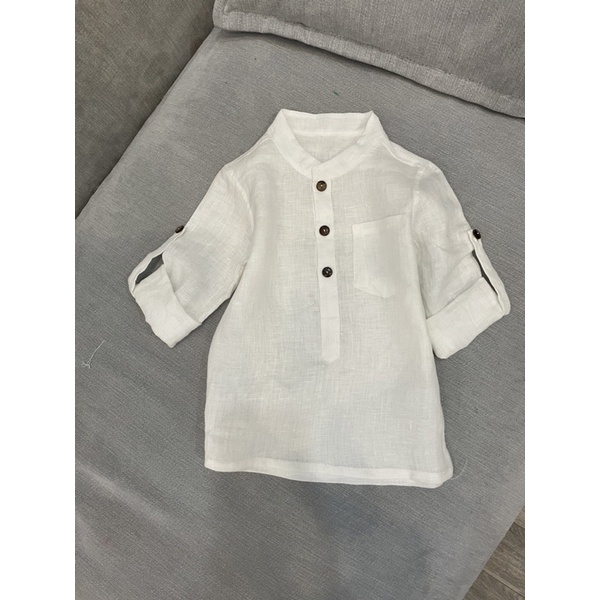 Áo sơ mi bé trai tay dài linen