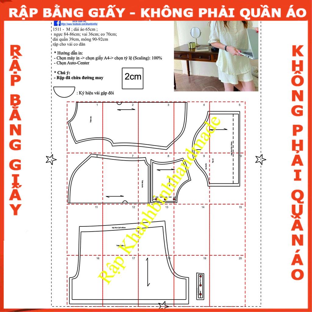 Rập giấy A0 mã 1511 - bộ đùi mặc nhà