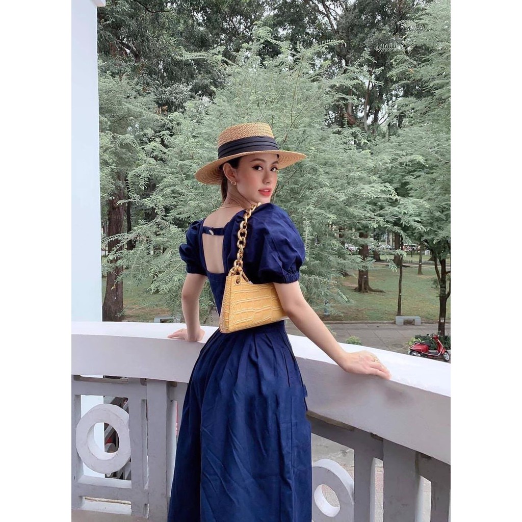 Rập giấy set váy xòe áo croptop mã 1213