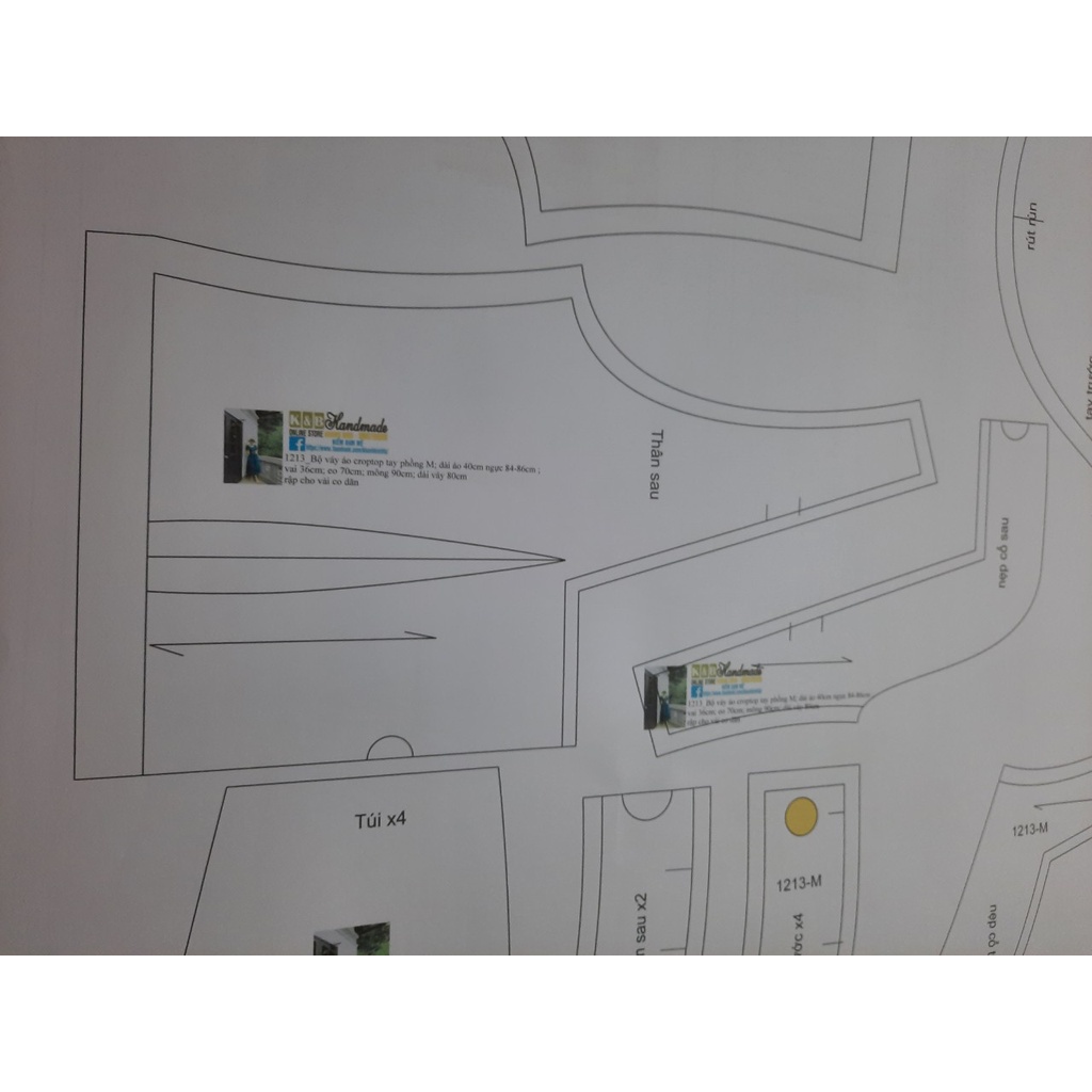 Rập giấy set váy xòe áo croptop mã 1213