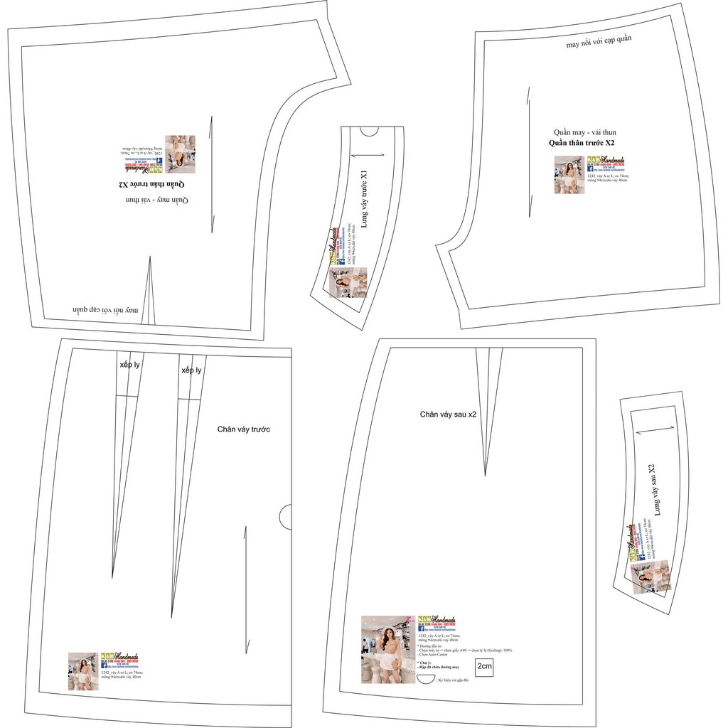 Rập giấy set chân váy  và áo mã 1242