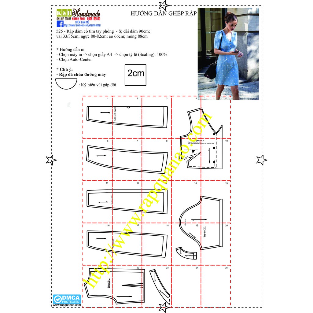 Rập giấy mã 525- Rập đầm tay phồng