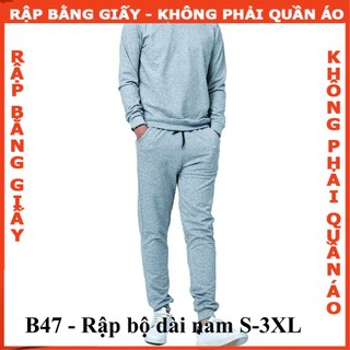Rập giấy A0 mã B47 - bộ thun dài tay nam (BẢN VẼ)
