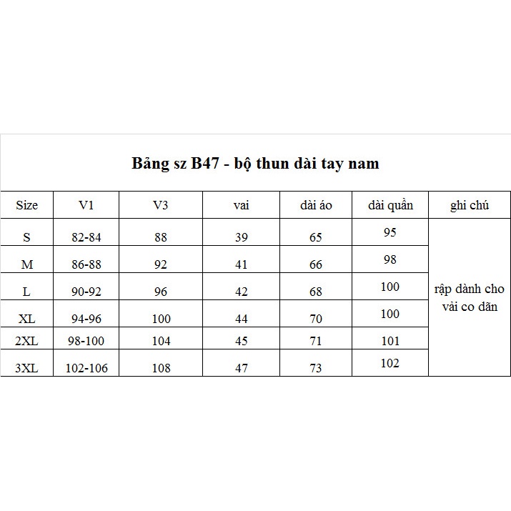Rập giấy A0 mã B47 - bộ thun dài tay nam