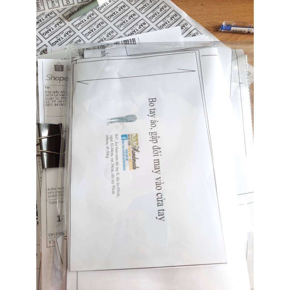 Rập giấy A0 mã B47 - bộ thun dài tay nam