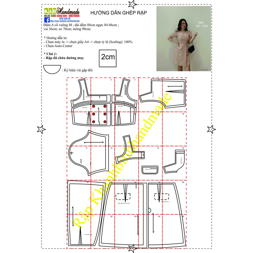 Rập giấy mã 1233 đầm dáng A