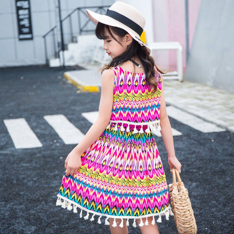 Đầm Công Chúa Không Tay Bằng Lụa Cotton Nguyên Chất Cỡ Lớn / Vừa / Dài Phong Cách Dân Tộc