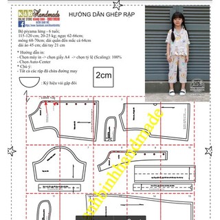 Rập bộ piyama cho bé gái - rập giấy mã R172 (BẢN VẼ)