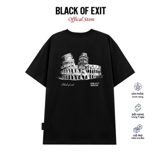 Áo thun unisex BLACK OF EXIT Roman phông tay lỡ nam nữ form rộng Local Brand