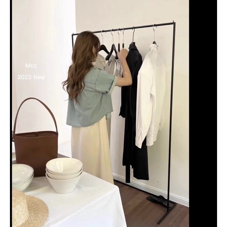 Áo sơ mi croptop tay ngắn chất jean denim oversize Thời Trang B.Y Tea Clothing