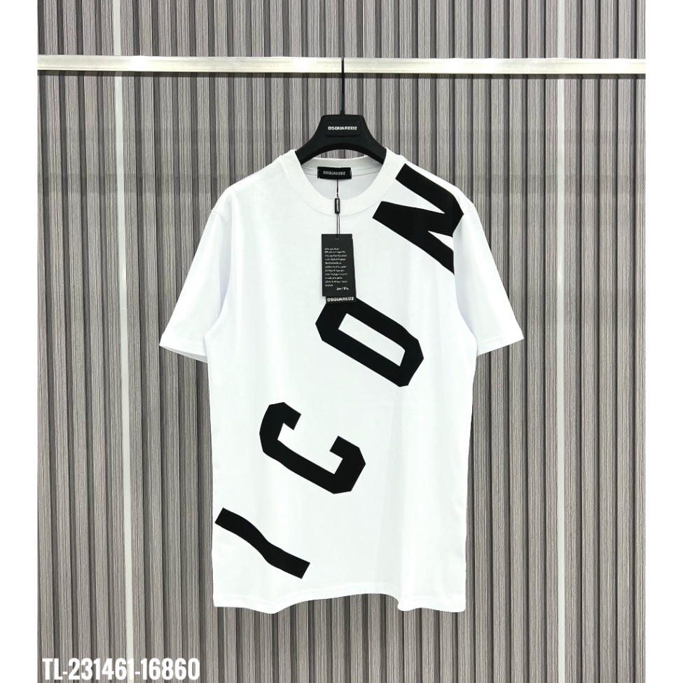 Áo Phông Nam Nữ Dsq2 In chữ ICON Đen Trắng Chéo Áo Đơn Giản Basic - Áo Thun Siêu Cấp Boy Phố Đi Cháy Cực Chất Hót 2023