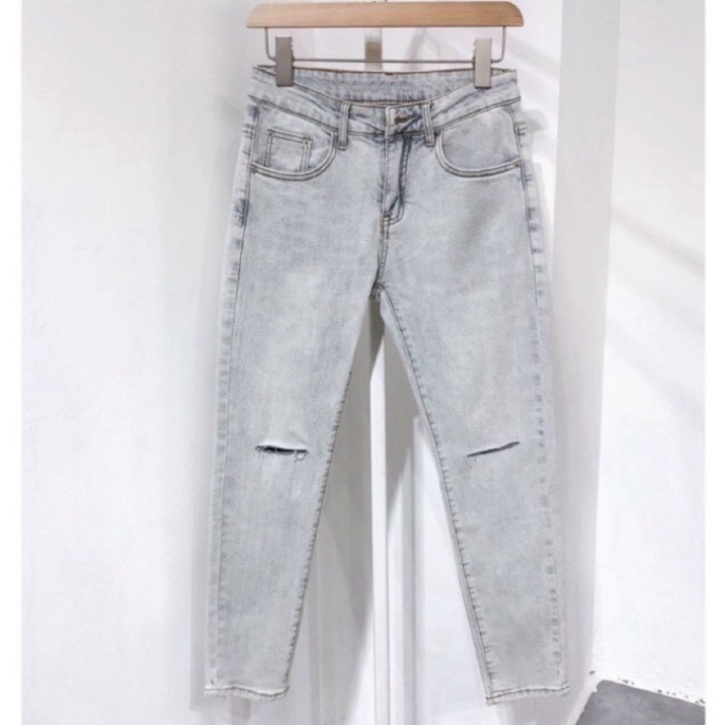 QUẦN JEANS NAM SKINNY XÁM TRO RÁCH GỐI TALURETRO a124 a4 q8 | BigBuy360 - bigbuy360.vn