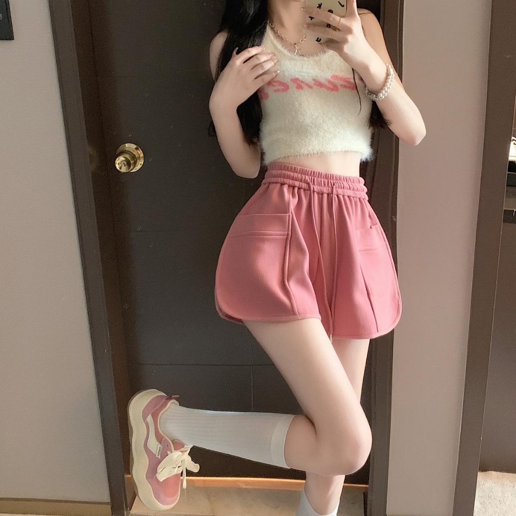 Quần short nữ, quần đùi nữ chất da cá loại 1 hè nhiều màu dây rút size S M L SKUQ-70D
