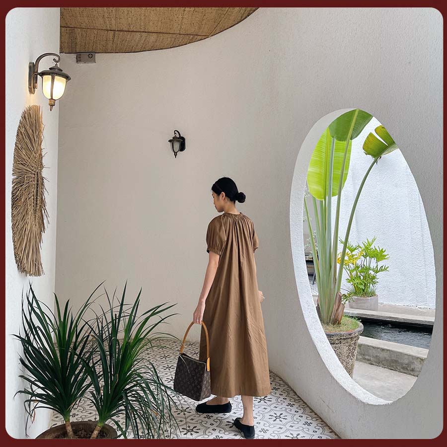 Đầm Nữ Dài Thiết Kế Bo Áo Cách Điệu Tinh tế Thuongboo Vải Cotton Poplin Dày Dặn Phù Hợp Đi Làm Dạo Phố - Lazy Dress