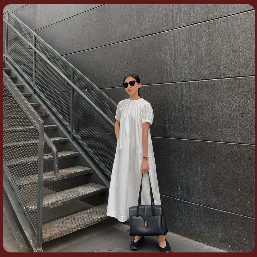 Đầm Nữ Dài Thiết Kế Bo Áo Cách Điệu Tinh tế Thuongboo Vải Cotton Poplin Dày Dặn Phù Hợp Đi Làm Dạo Phố - Lazy Dress