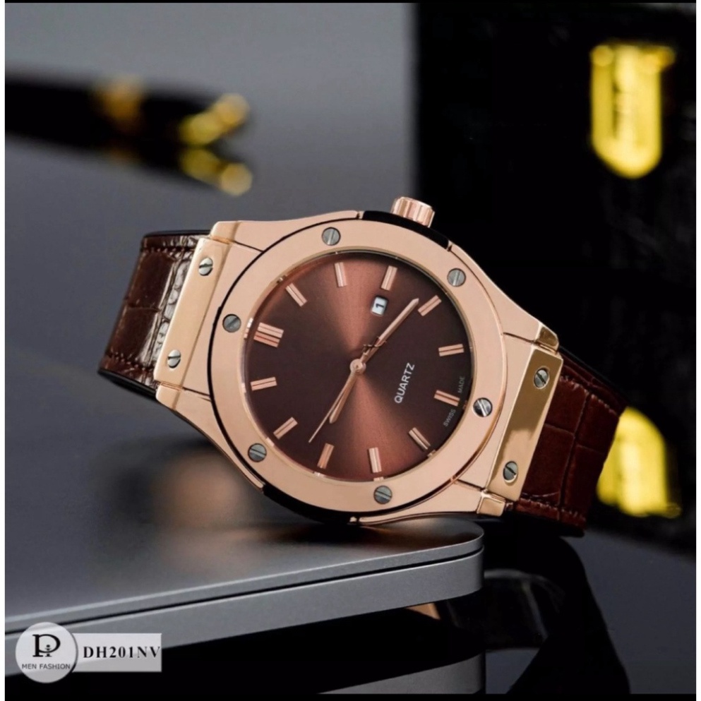 Đồng hồ nam nữ hugi HB size 42mm - 38mm, dây da.