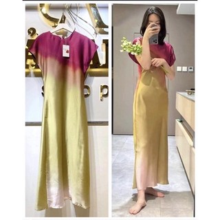 VÁY ĐẦM ZARA LụA XUẤT PHỐI MÀU LOANG DÁNG DÀI