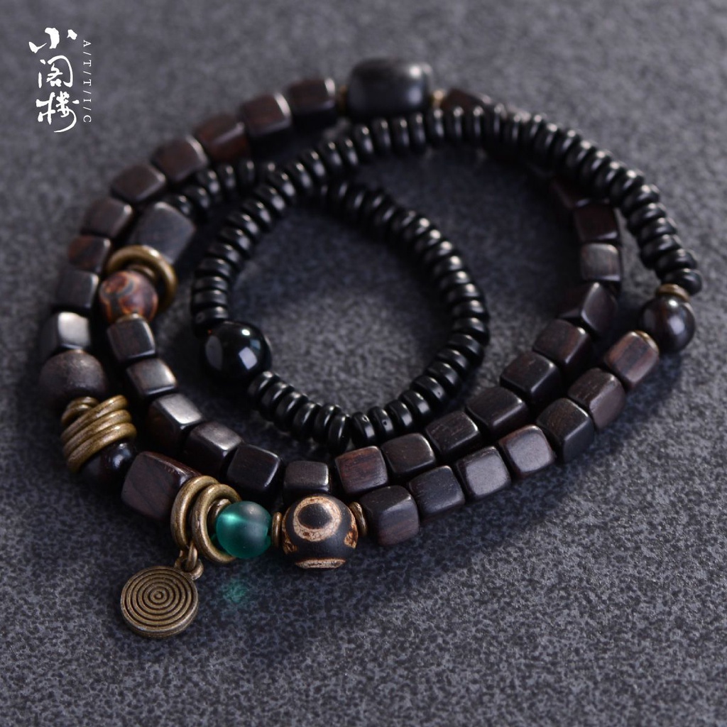 Vòng Tay Chuỗi Hạt Bằng Gỗ Mun handmade Phong Cách Nhật Hàn Cổ Điển Thời Trang Cho Nam Và Nữ