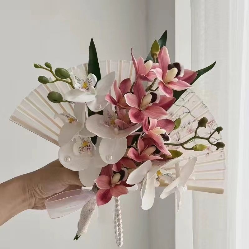 Quạt Xếp Cầm Tay Cô Dâu Phong Cách Trung Hoa Mới