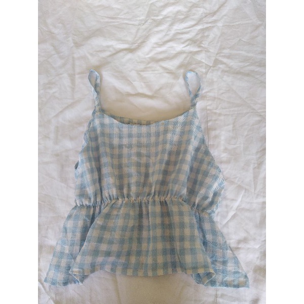 Pass áo 2 dây caro peplum 2hand