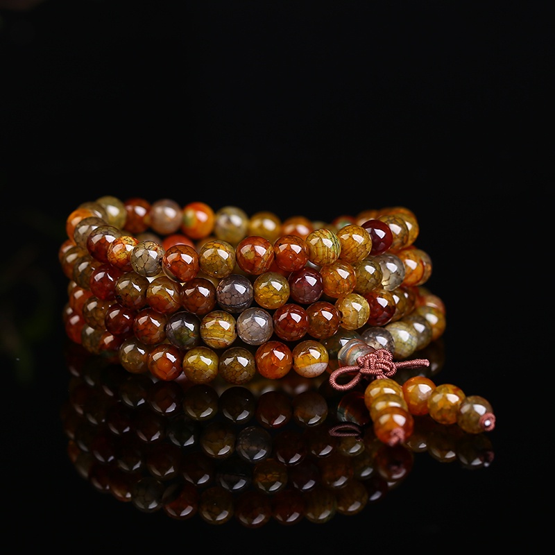 Chuỗi 108 Hạt Đeo Tay Họa Tiết Rồng Bằng Đá Tự Nhiên