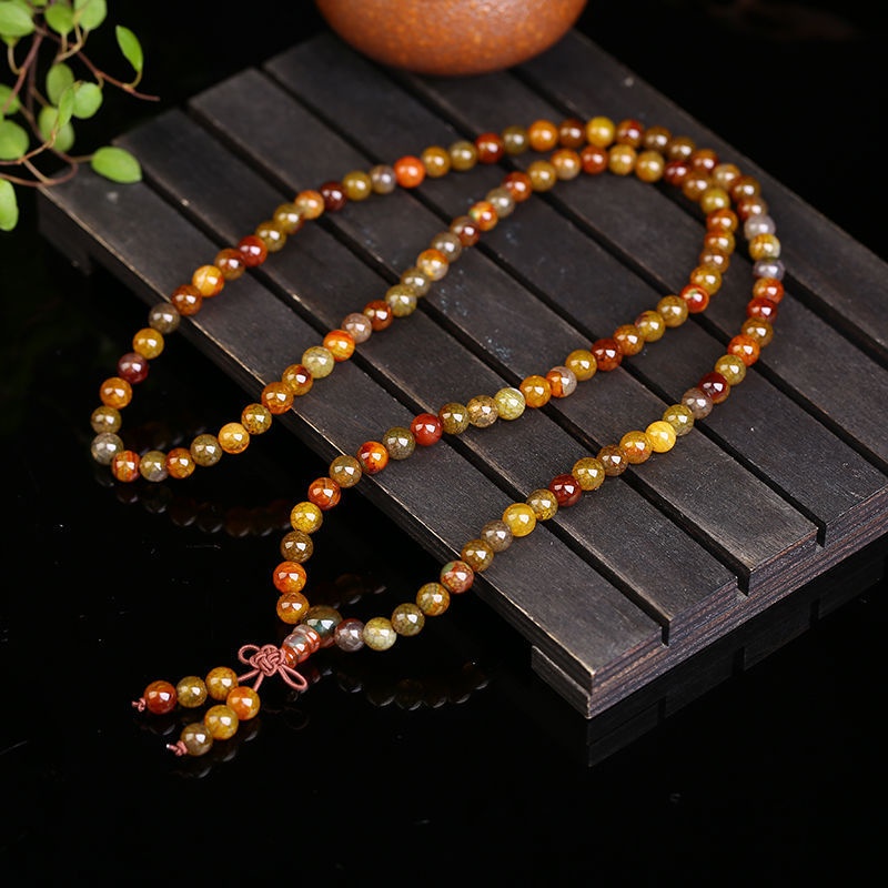 Chuỗi 108 Hạt Đeo Tay Họa Tiết Rồng Bằng Đá Tự Nhiên