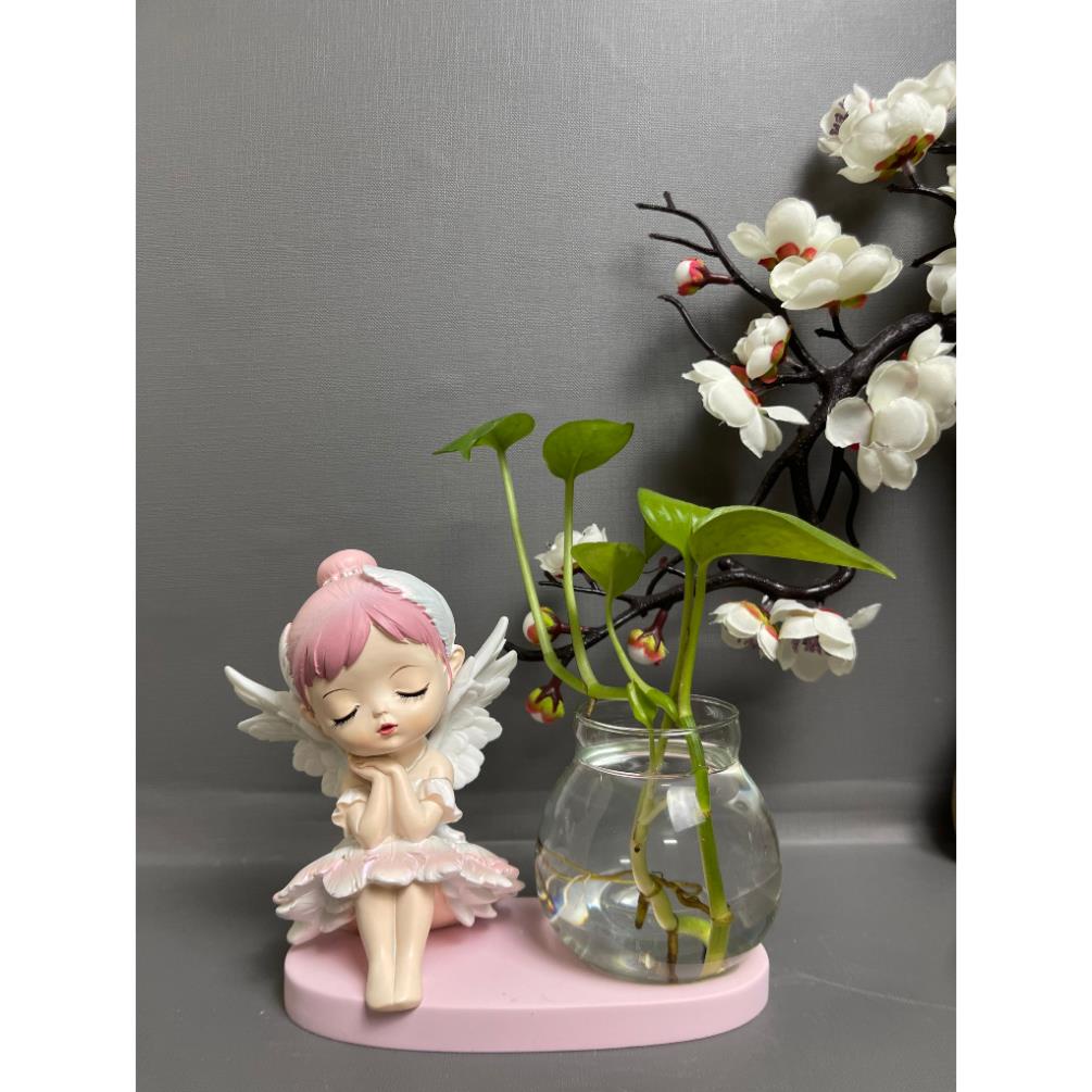 Tượng bé gái múa ba lê, Tượng bé gái đáng yêu kèm bình thủy sinh trang trí bàn làm việc,góc học tập 2603 | BigBuy360 - bigbuy360.vn