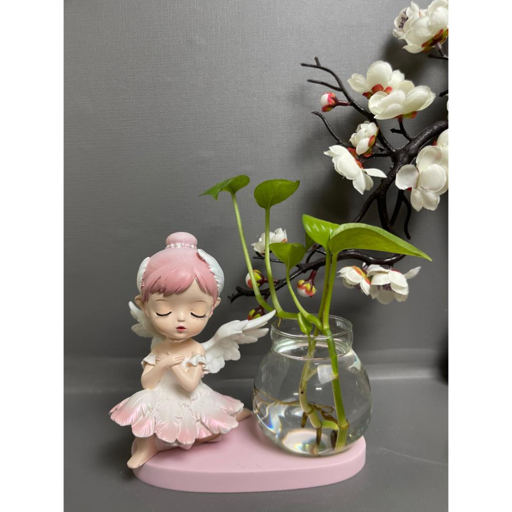 Tượng bé gái múa ba lê, Tượng bé gái đáng yêu kèm bình thủy sinh trang trí bàn làm việc,góc học tập 2603 | BigBuy360 - bigbuy360.vn