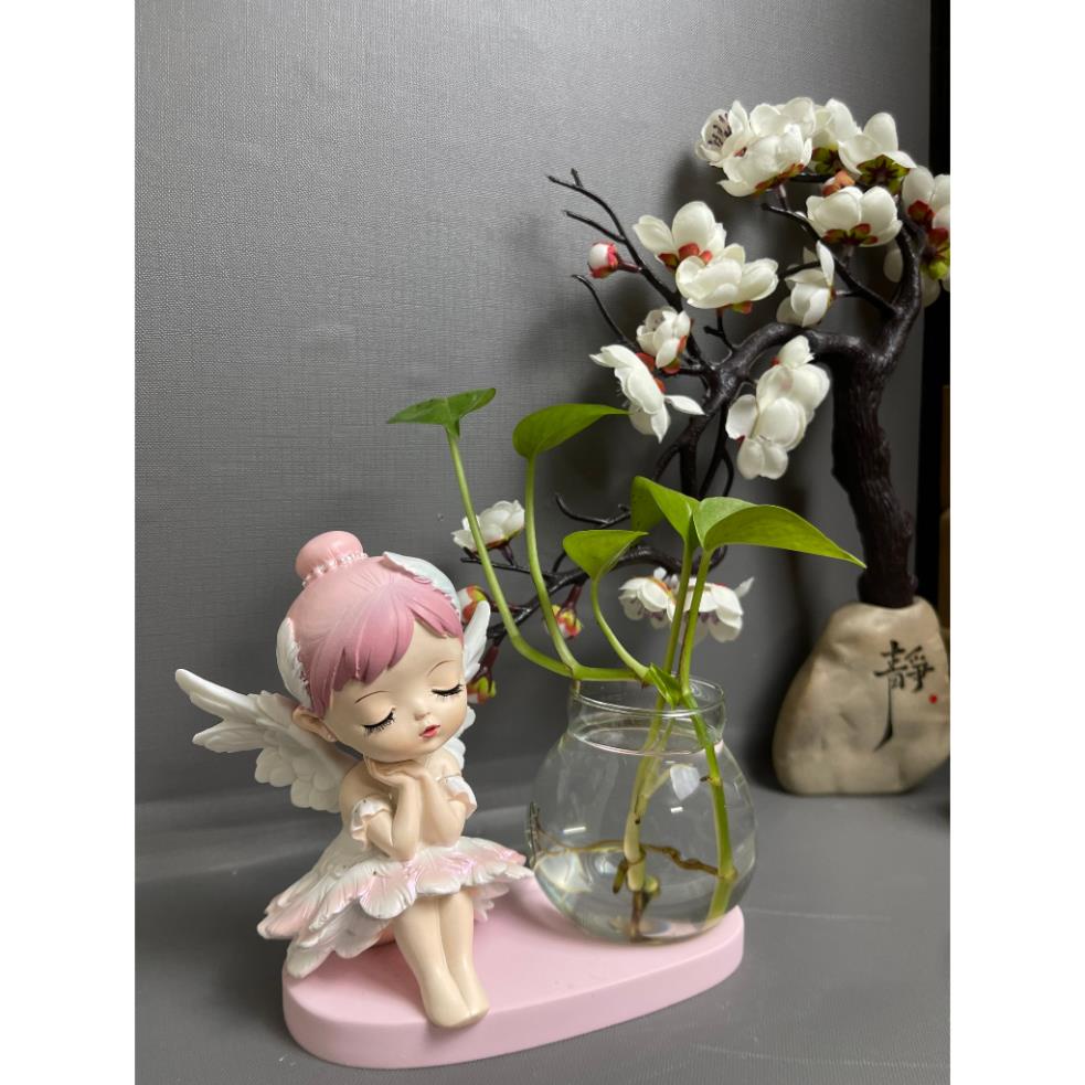 Tượng bé gái múa ba lê, Tượng bé gái đáng yêu kèm bình thủy sinh trang trí bàn làm việc,góc học tập 2603 | BigBuy360 - bigbuy360.vn