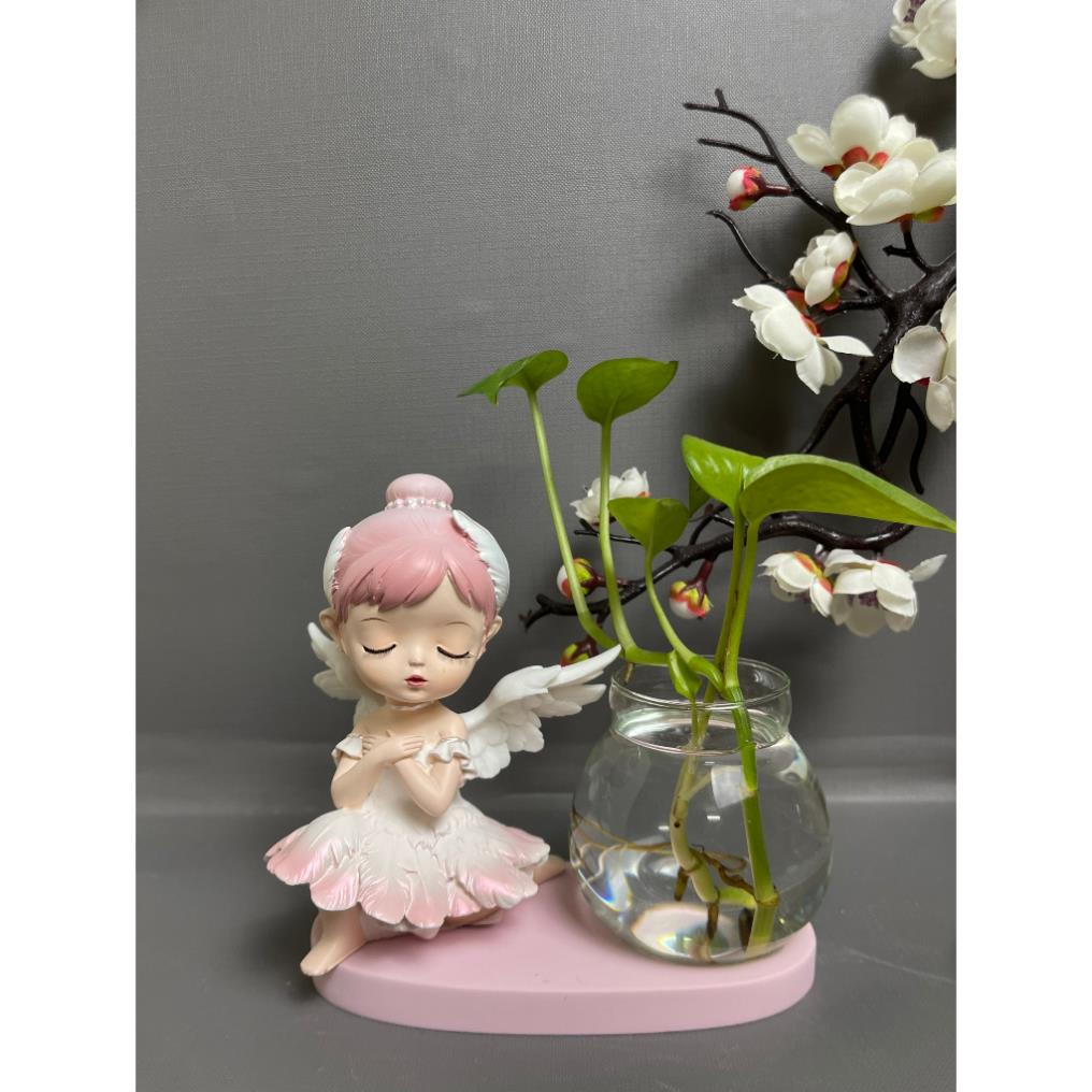 Tượng bé gái múa ba lê, Tượng bé gái đáng yêu kèm bình thủy sinh trang trí bàn làm việc,góc học tập 2603 | BigBuy360 - bigbuy360.vn