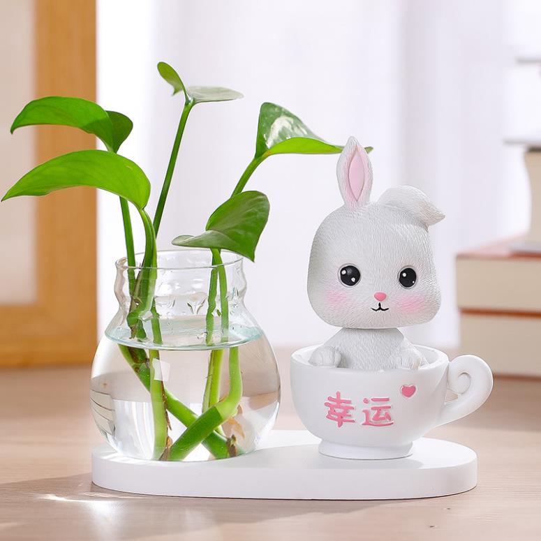 Mèo tài lộc để bàn, Mèo thần tài kèm bình thủy sinh trồng cây trang trí bàn học, góc làm việc 2603 | BigBuy360 - bigbuy360.vn