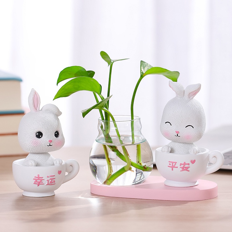 Mèo tài lộc để bàn, Mèo thần tài kèm bình thủy sinh trồng cây trang trí bàn học, góc làm việc 2603 | BigBuy360 - bigbuy360.vn