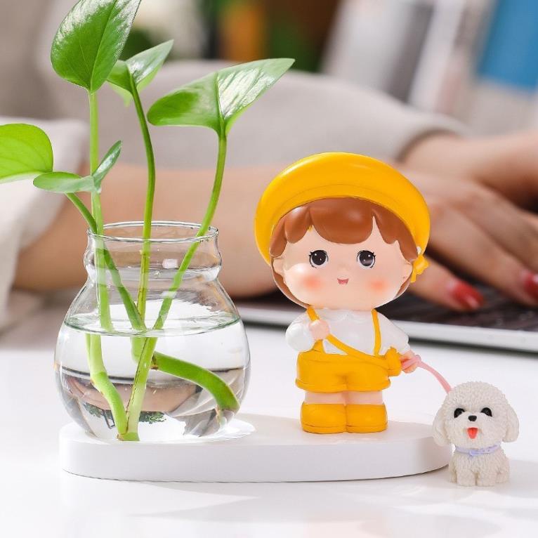 Tượng cặp đôi, Đồ trang trí tiểu cảnh kèm bình thủy sinh đặt bàn làm việc, góc học tập2603 | BigBuy360 - bigbuy360.vn