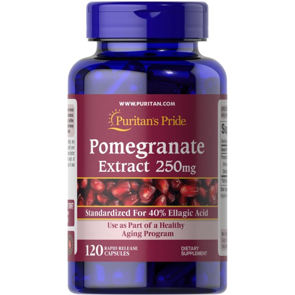 Viên Uống Lựu Chống Nắng Nội Sinh, Trắng Da, Giảm Nám Pomegranate Extract 250mg Puritan's Pride