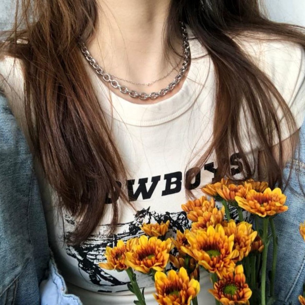 Áo Thun Cotton Ngắn Tay In Chữ Phong Cách Mới Cho Nữ