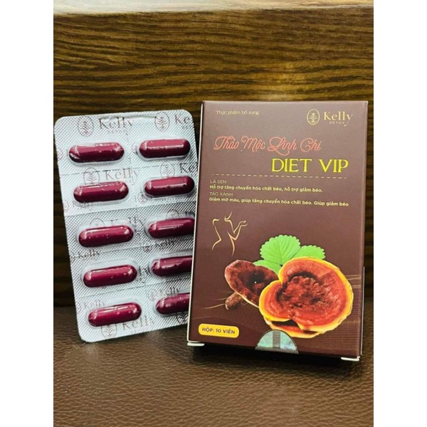 Hộp 10 viên Giảm Cân viên diet vip , Giảm cân linh chi chính hãng