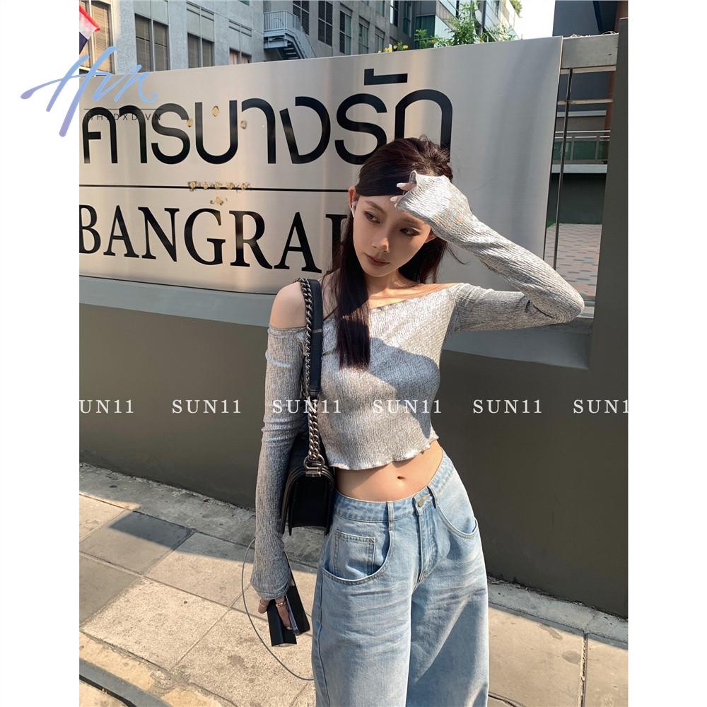 Áo Thun Cao Cấp Ôm Dáng Trễ Vai Màu Đen Quyến Rũ Thời Trang 2023 Cho Nữ