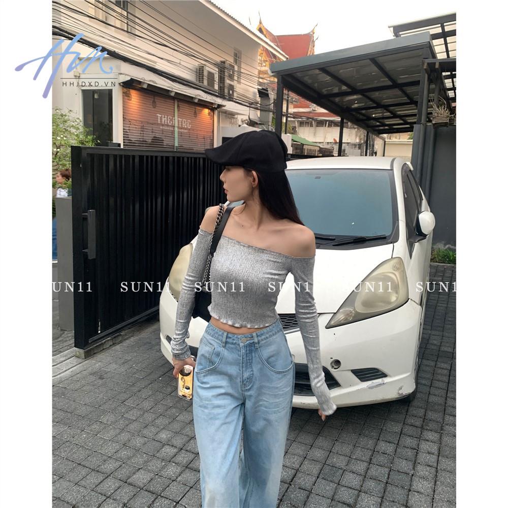 Áo Thun Cao Cấp Ôm Dáng Trễ Vai Màu Đen Quyến Rũ Thời Trang 2023 Cho Nữ