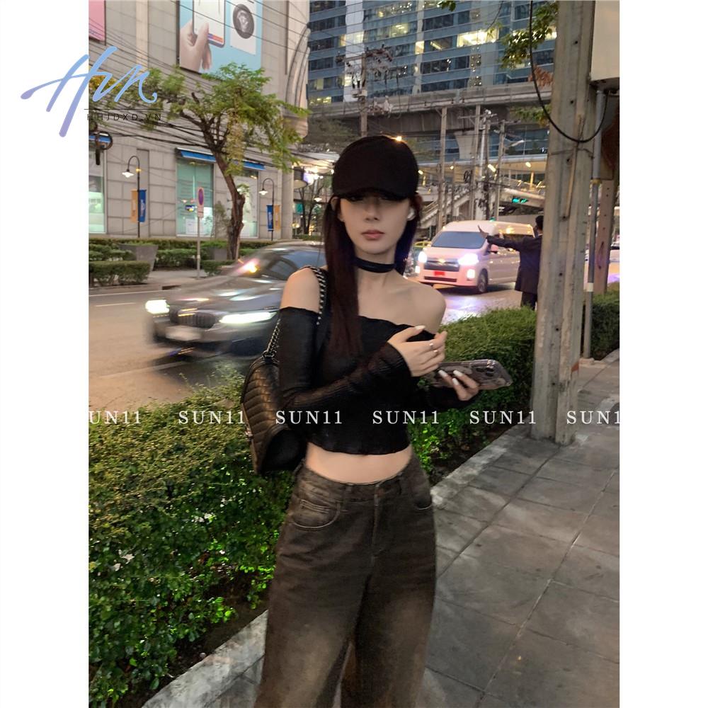 Áo Thun Cao Cấp Ôm Dáng Trễ Vai Màu Đen Quyến Rũ Thời Trang 2023 Cho Nữ