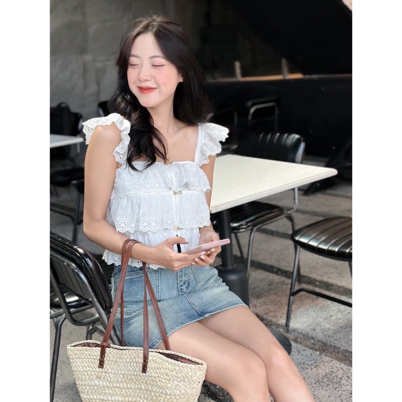 Áo Kiểu - 28199 - 2 Dây Bèo - Ren Tầng
