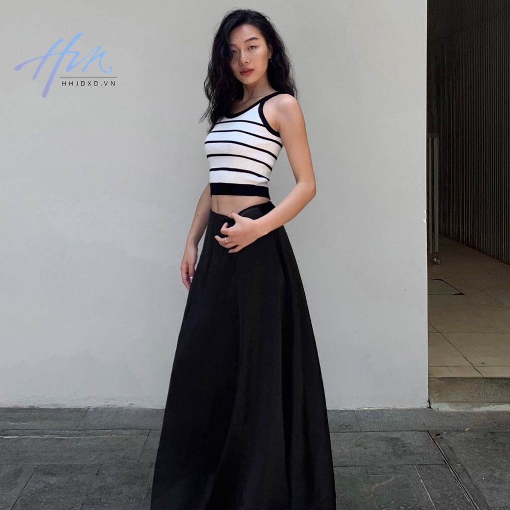 Chân Váy Đen Dáng Chữ a Lưng Cao Phong Cách Phương Tây Thời Trang Mùa Hè 2023