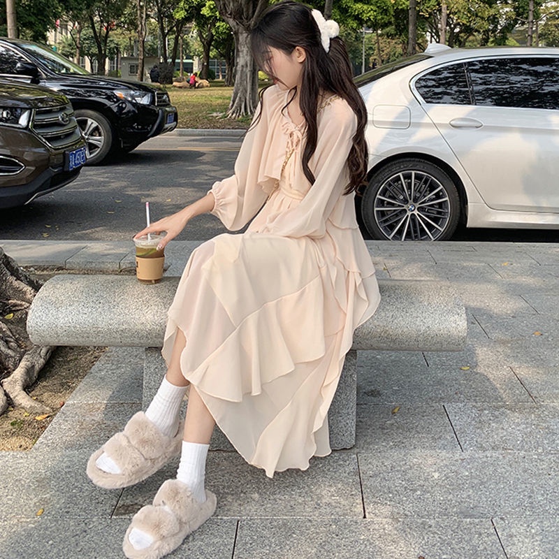 Set Đầm Hai Dây Và Áo Khoác Cardigan Dài Tay Chống Nắng Thời Trang Mùa Hè Cho Nữ