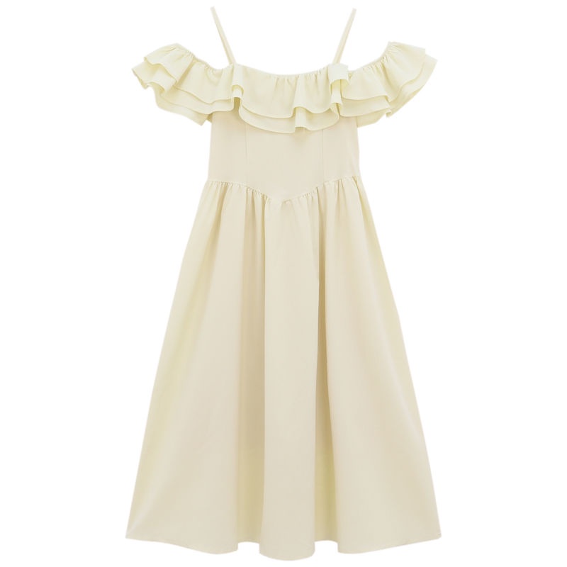 Đầm Nữ Hai Dây Hở Vai Nhấn Eo Thời Trang Mùa Hè Phong Cách Pháp Thanh Lịch