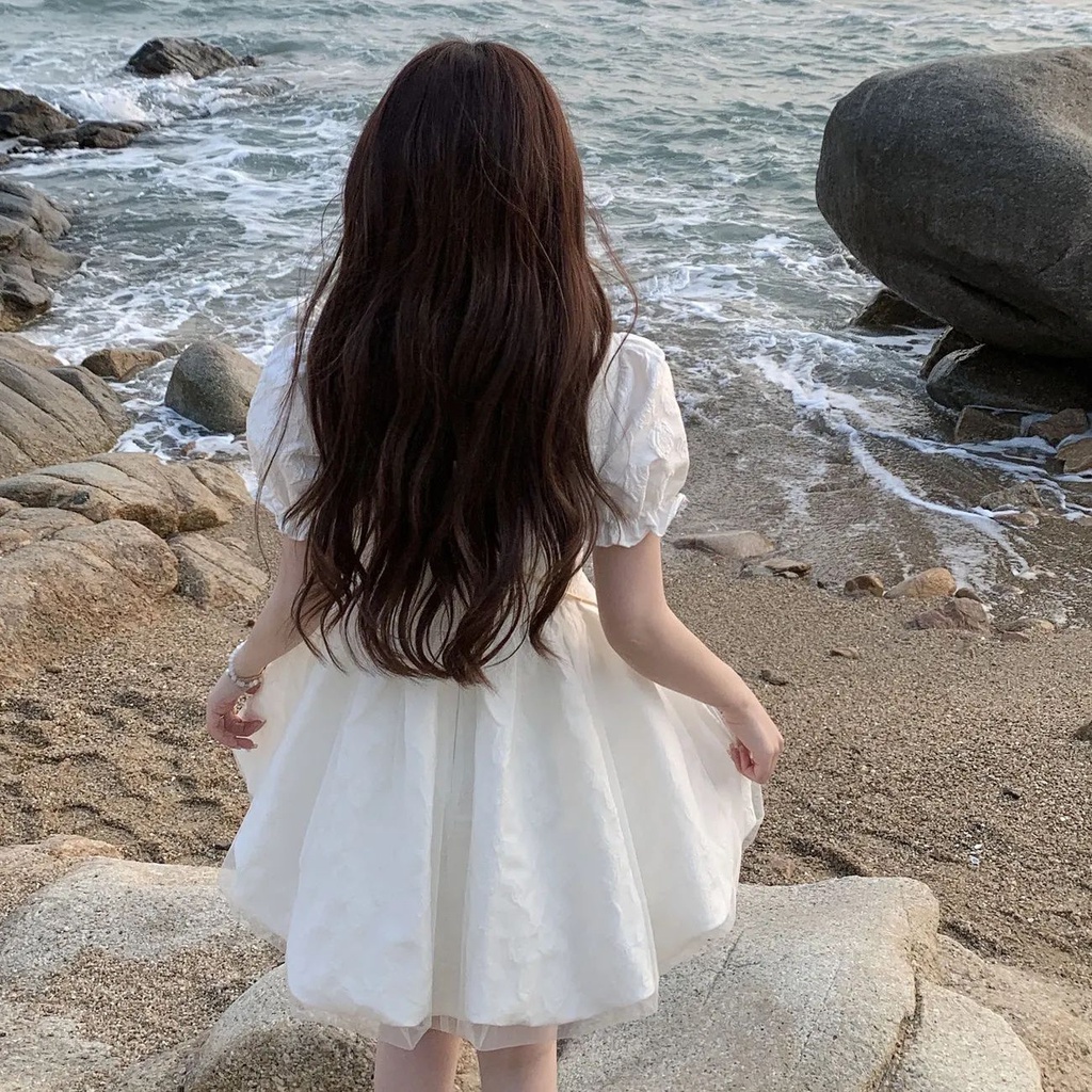 Đầm Trắng Dáng Ôm In Hoa Phong Cách Pháp Thời Trang Mùa Hè Cho Nữ